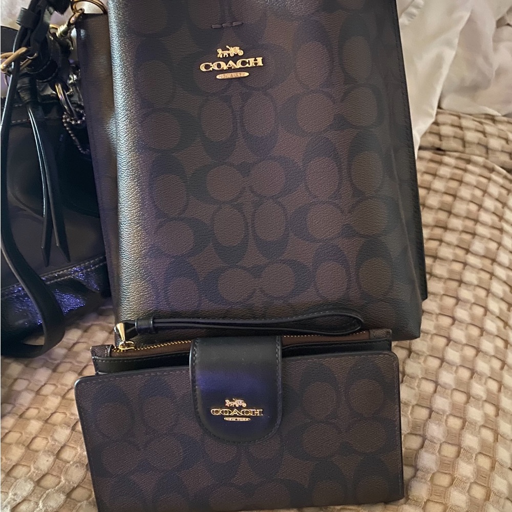 Coach Dark Brown Signature Crossbody Bag